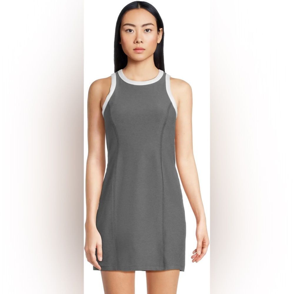 Beyond Yoga Charcoal and White Mini Dress